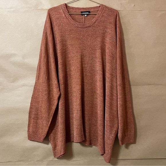Eskandar Linen Melange Knit Tunic Popover Longline Oversized Sweater One Size - Picture 1 of 13